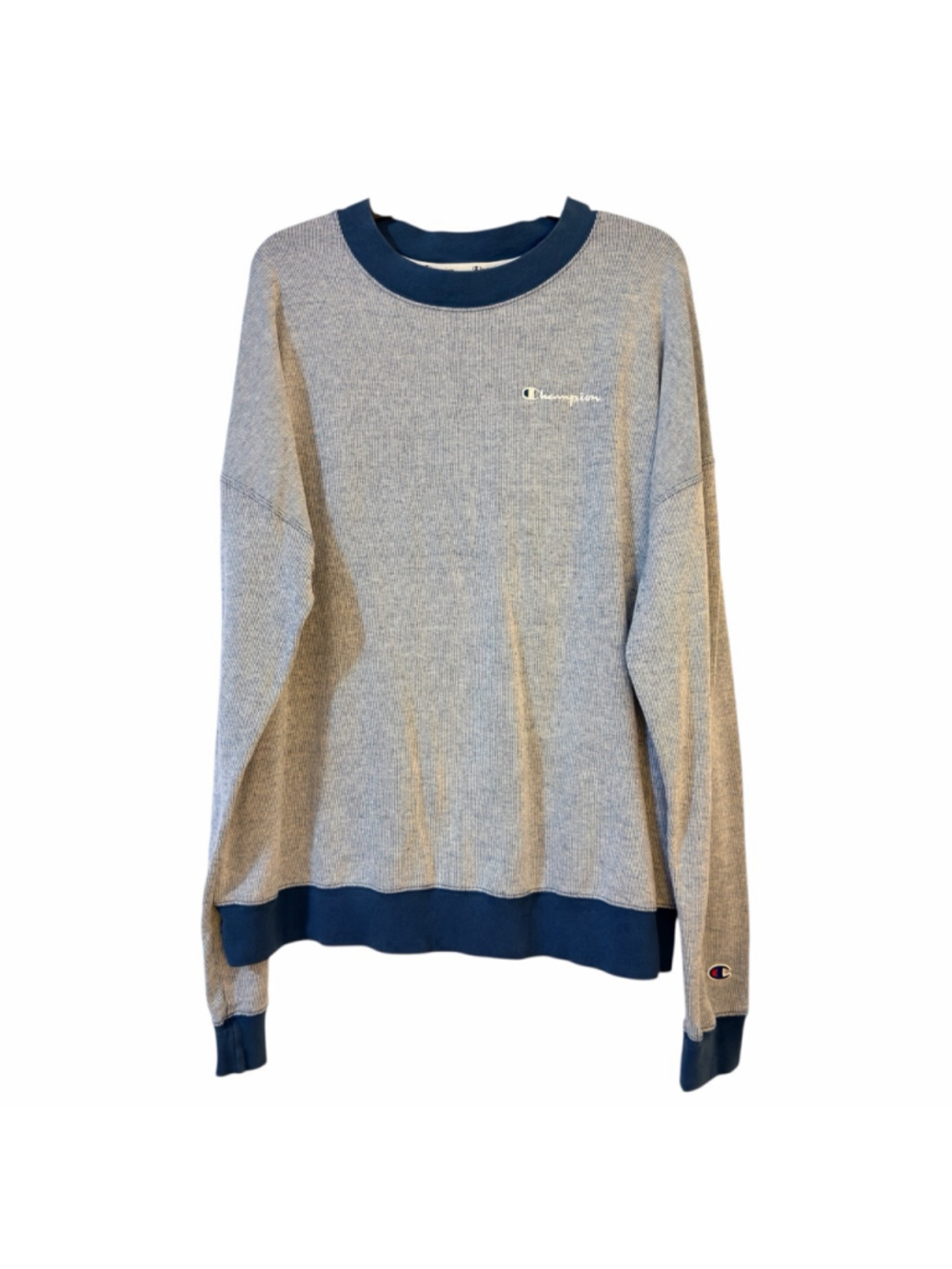 Champion Women's Teal & White Striped Long Sleeve Sweatshirt - Size XL - b13